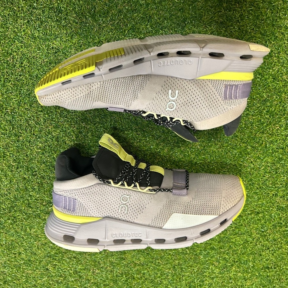 On Running Cloudnova Womens 9 Gray Lime Yellow Sneakers 26.98313